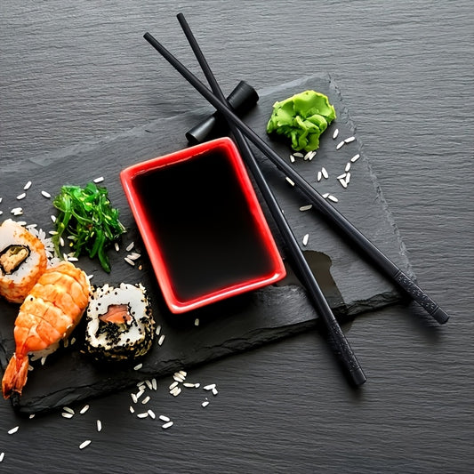 5 Pairs Black Patterned Chopsticks, Household Anti-slip Chopsticks, High Temperature Resistant