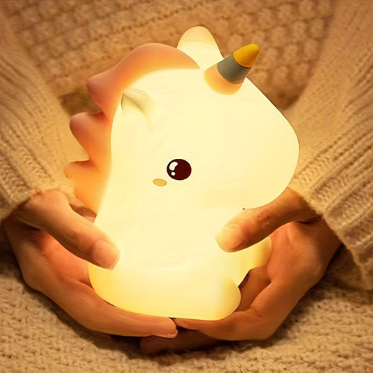 Cute Unicorn LED Night Light, Rechargeable USB Sleeping Lamp with Colorful Horn, Soft Glow for Bedroom Decor, Indoor Tabletop Ambiance Light, Perfect Party & Easter Gift, Indoor Lighting | Playful Design | Touch Control, Unicorn Decor
